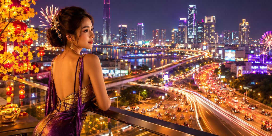 Ánh đèn neon rực rỡ về đêm tại Thành phố Hồ Chí Minh
